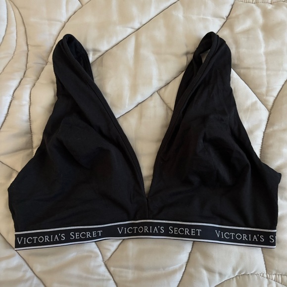 Victoria's Secret Black Cotton Wireless Lounge Bra - Picture 1 of 6